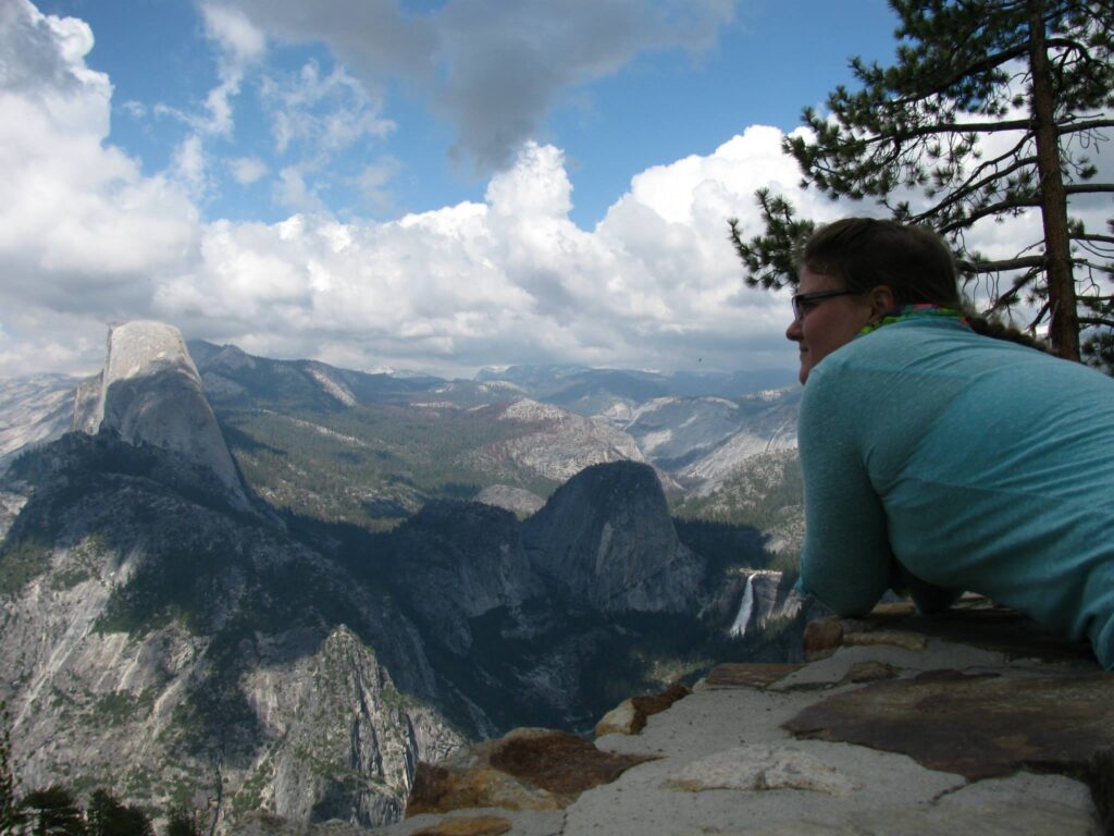 Woman looking over Yosemite Valley