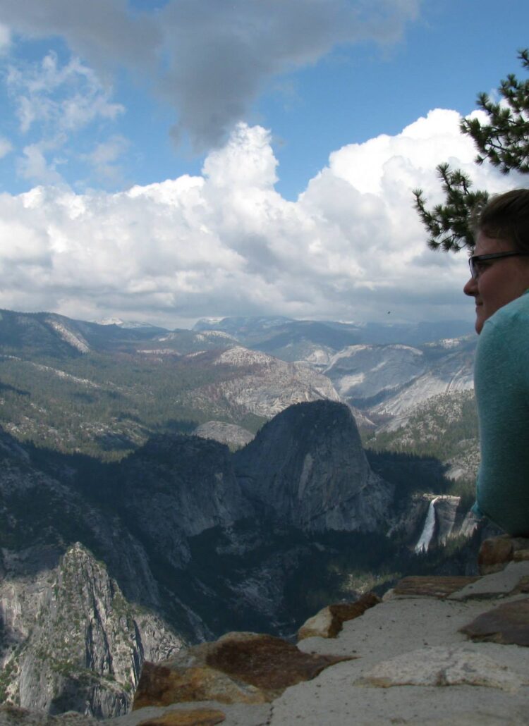 Woman gazing over Yosemite Valley